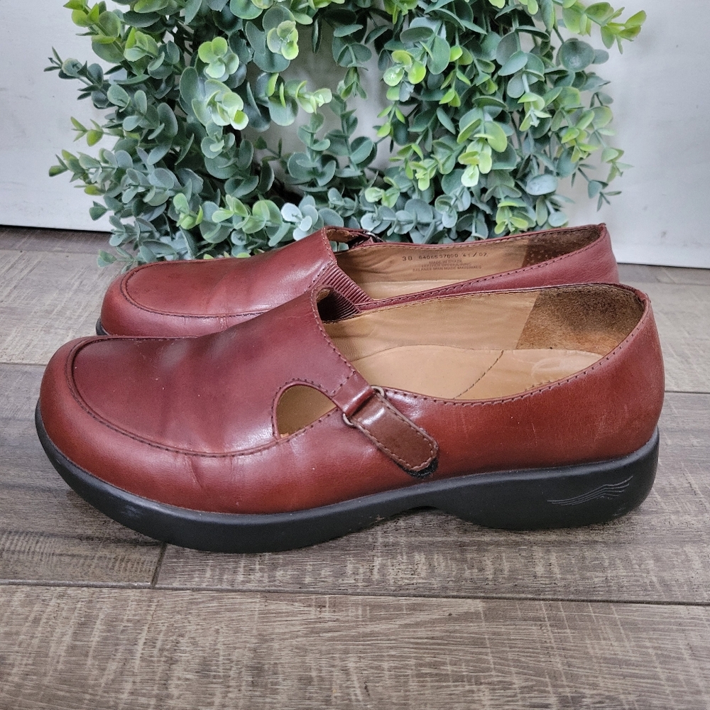 Dansko Darcy Reddish Brown Leather Loafer Comfort Shoe Women's Size EU38 US7.5/8
